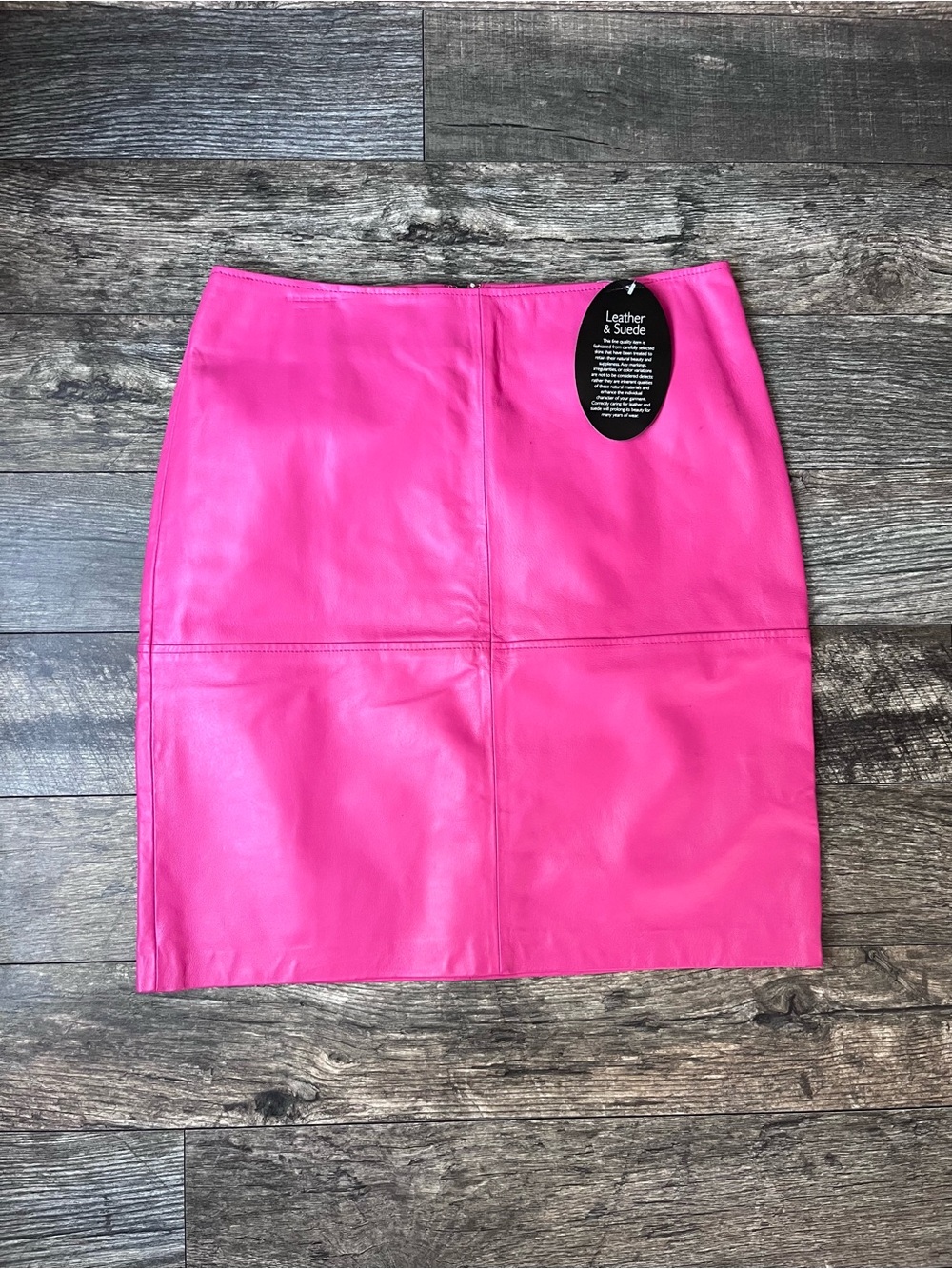 Women's Pink 100% Leather Pencil Skirt